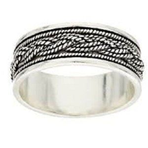 Sterling Textured Braided Band Ring Artisian Crafted Size 9 NIP